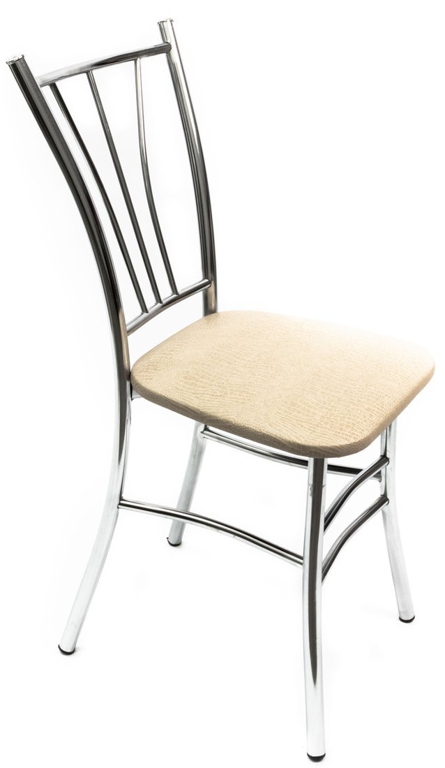 Стул ВВР Трилогия (бежевый крокодил/хром, экокожа) - фото