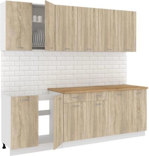 Готовая кухня Кортекс-мебель Корнелия Лира-лайт 2.4м (дуб сонома/дуб бунратти) - фото