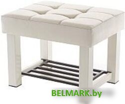 Банкетка AMC Lux 4 с полкой кожзам бежевый/бежевый/коричневый 4.1Б60332 - фото