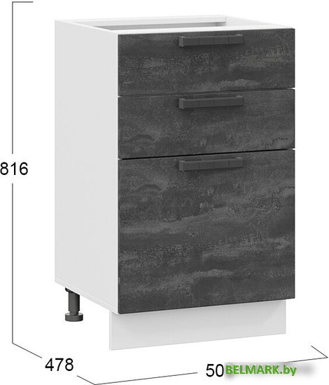 Шкаф напольный Трия Детройт 1Н5Я3 (белый/угольный камень) - фото2