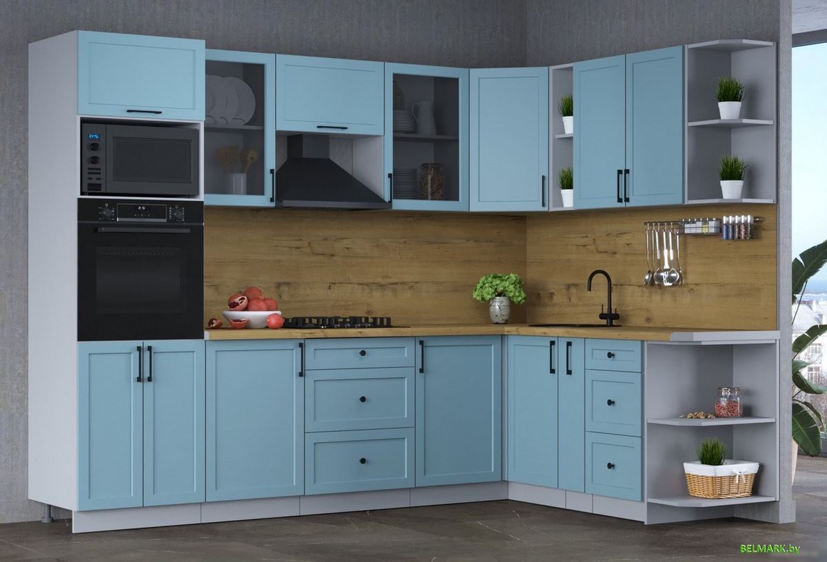 Готовая кухня Интерлиния Тренд 1.88x2.8 ВТ правая (океан/океан/дуб бунратти) - фото2