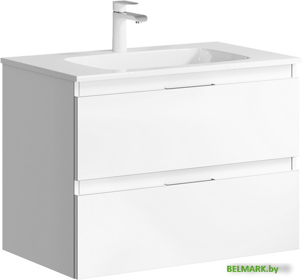 Aqwella Тумба Accent 75 ACC0175W с умывальником Malaga 750 Mal.75.04.D - фото