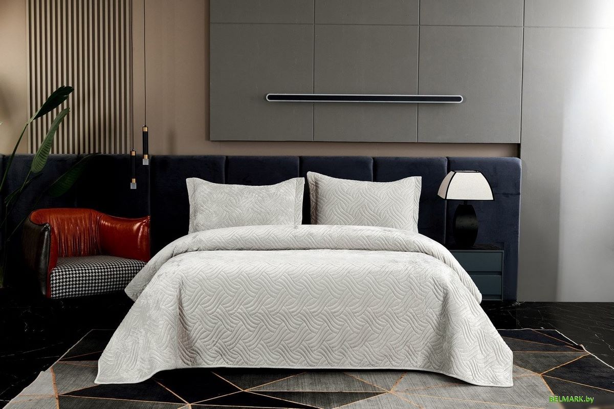 Набор текстиля для спальни Sofi De MarkO Деварта 160x220 Пок-Дв-160x220свс (светло-серый) - фото