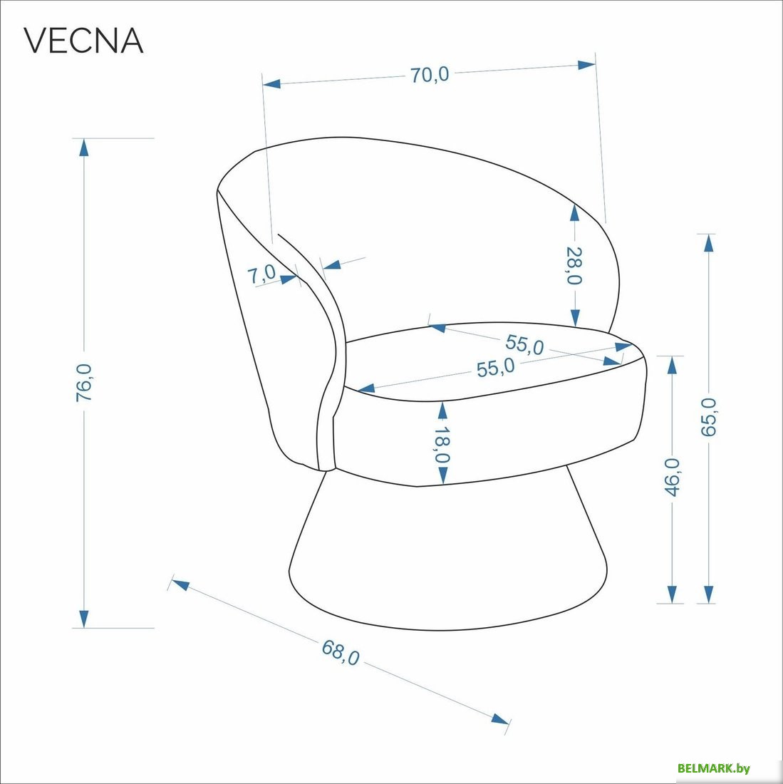 Интерьерное кресло Halmar Vecna (серый) - фото2