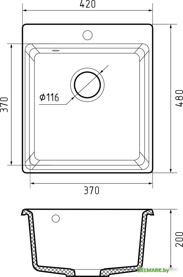 Кухонная мойка GranFest GF-LV-420 (графит) - фото2