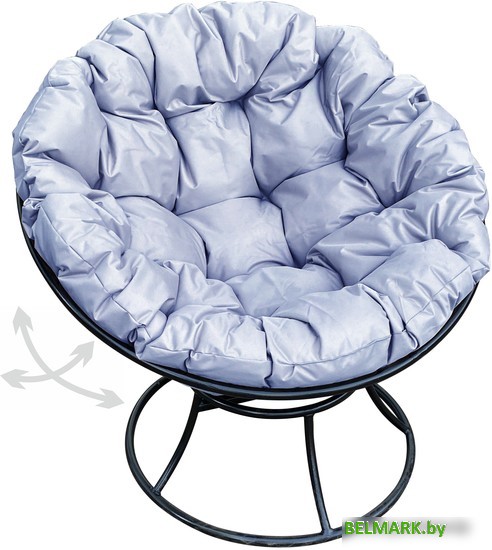 Кресло M-Group Папасан пружинка 12040409 (черный/серая подушка) - фото