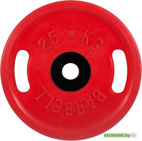 Диск MB Barbell Евро-классик с ручками 51 мм (1x25 кг, красный) - фото