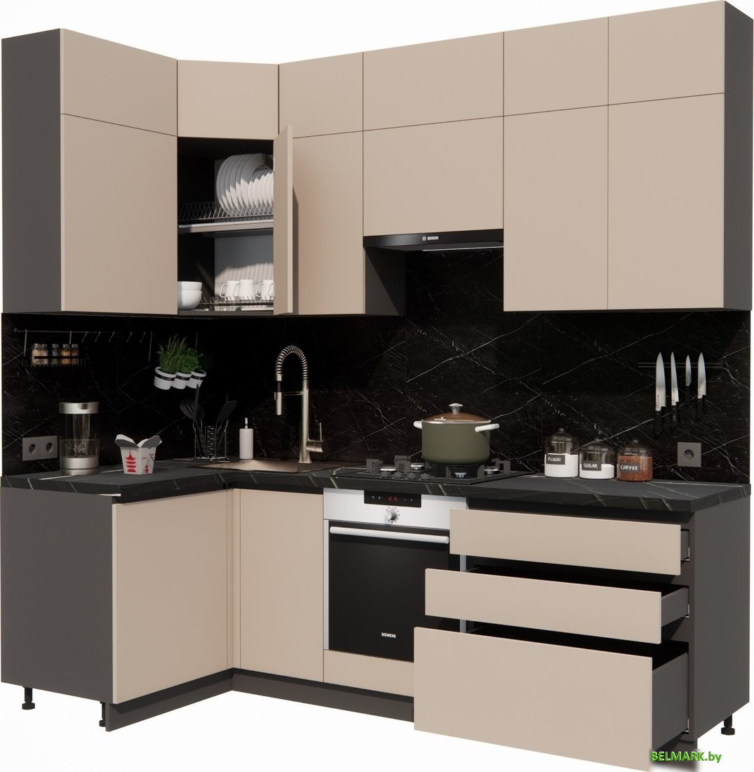 Готовая кухня ВерсоМебель Эко Премиум 1.2x2.4 левая (глиняный серый/ст. тунис) - фото2