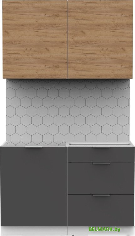 Готовая кухня Интермебель Микс Топ-1 1.2м без столешницы (дуб крафт золотой/графит серый) - фото