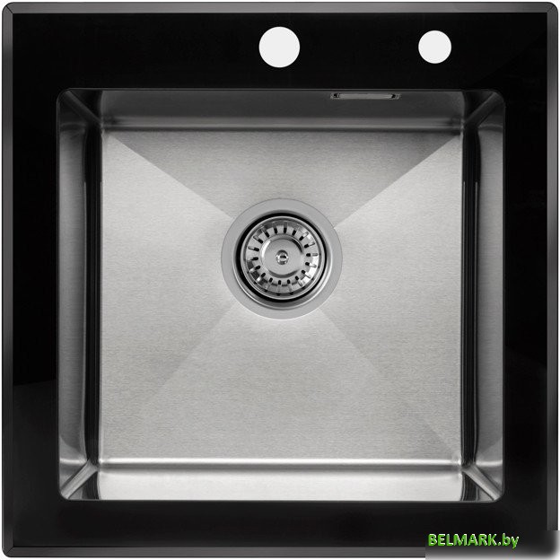 Кухонная мойка ARFEKA ECO AR 500*500 GS BLACK GLASS + SATIN - фото