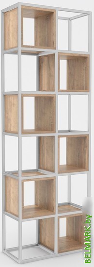 Стеллаж Hype Mebel Грос-2 70x175 (белый/дуб галифакс натуральный) - фото