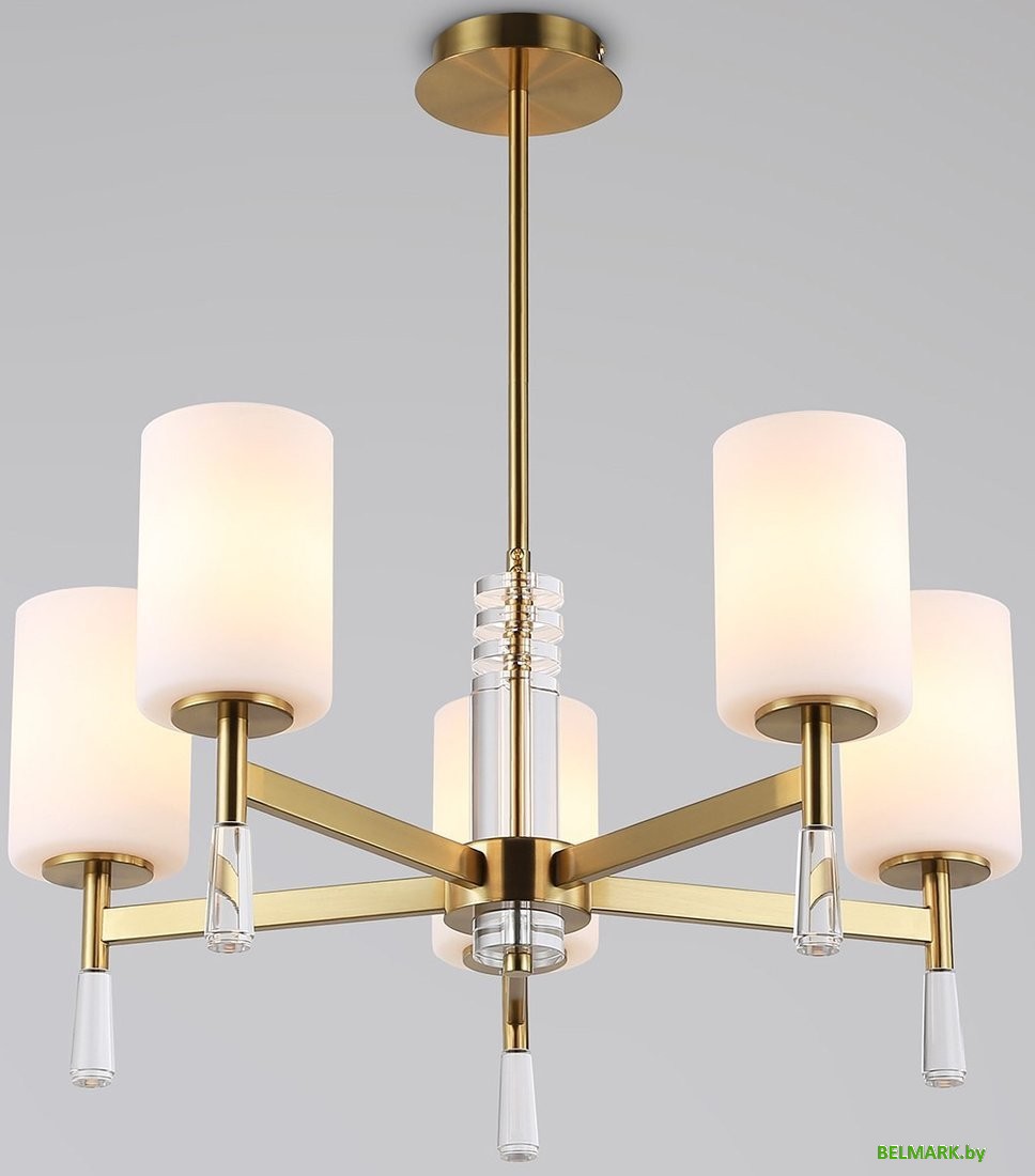 Подвесная люстра Ambrella LH56261/5 BS/FR (латунь/белый матовый) - фото