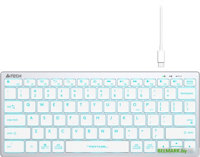 Клавиатура A4Tech Fstyler FX61 (серебристый/белый) - фото2