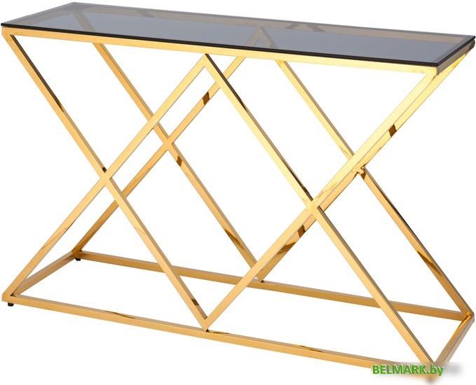 Консольный стол Stool Group Инсигния 120x40 ECST-026-TG-SK (стекло Smoke/сталь золото) - фото