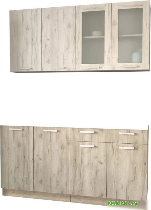 Готовая кухня Интерлиния Мила 16 без столешницы (дуб белый/дуб серый) - фото