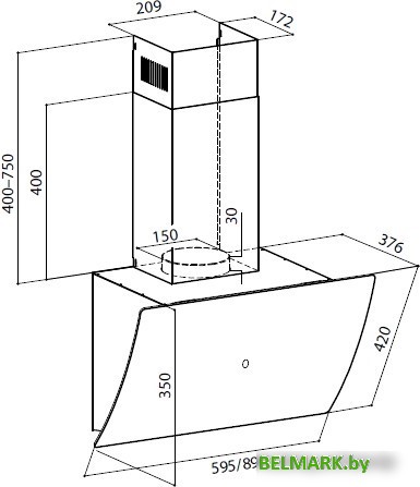 Кухонная вытяжка LEX Plaza GS 900 (белый) - фото2