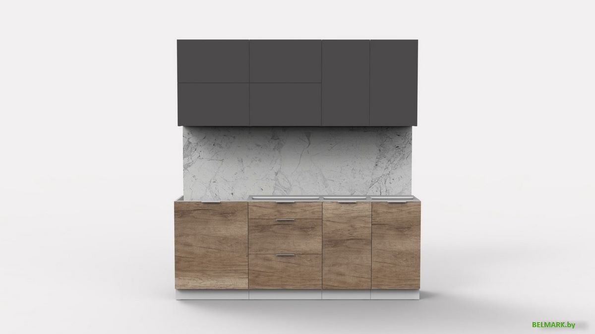 Готовая кухня Интермебель Микс Топ-35 2.0м без столешницы (графит серый/дуб каньон) - фото2