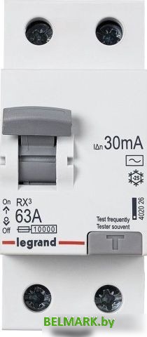 Устройство защитного отключения Legrand RХ3 ВДТ 30мА 63А 2П AC 402026 - фото