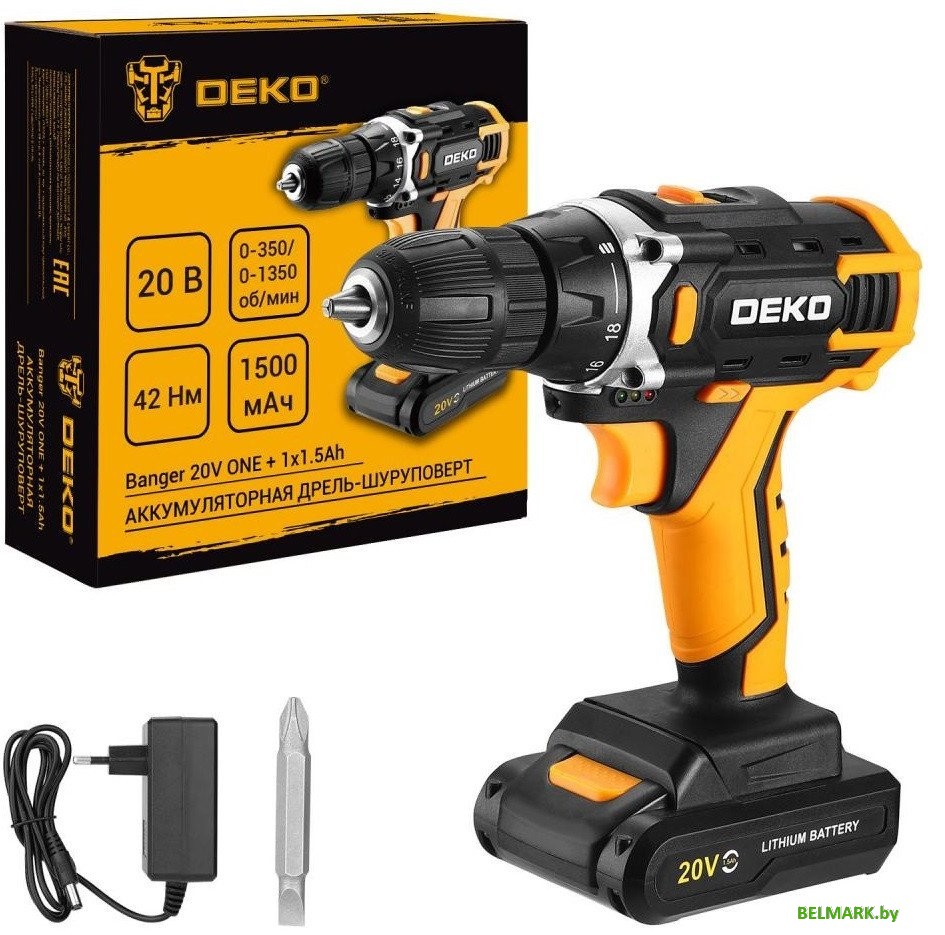 Дрель-шуруповерт Deko Banger 20V ONE + 083-1042 (с 1-им АКБ) - фото