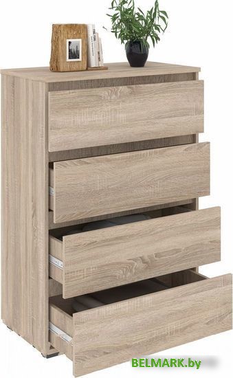 Комод Кортекс-мебель Бари 80 4ш (дуб сонома/дуб сонома/дуб сонома) - фото2