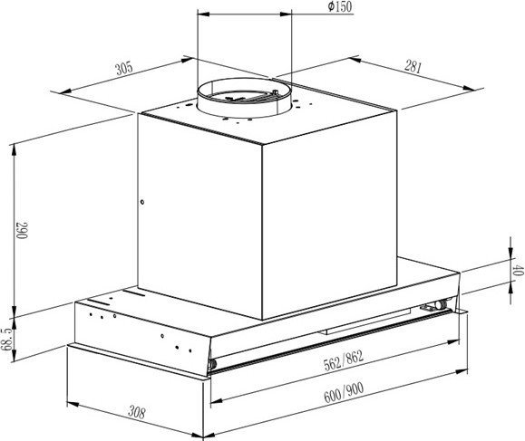 Кухонная вытяжка Schtoff LFX 60 Black (черный) - фото2
