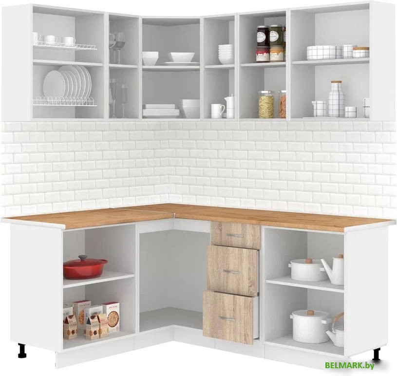 Готовая кухня Кортекс-мебель Корнелия Лира 1.5x1.9 (дуб сонома/дуб бунратти) - фото2