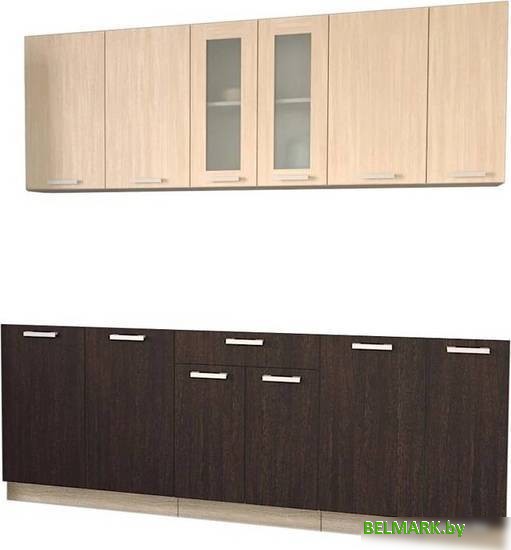 Готовая кухня Интерлиния Мила 21 без столешницы (дуб молочный/дуб венге) - фото