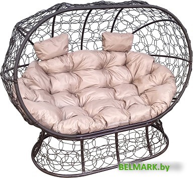 Садовый диван M-Group Лежебока 11190201 (на подставке с коричневым ротангом/бежевая подушка) - фото