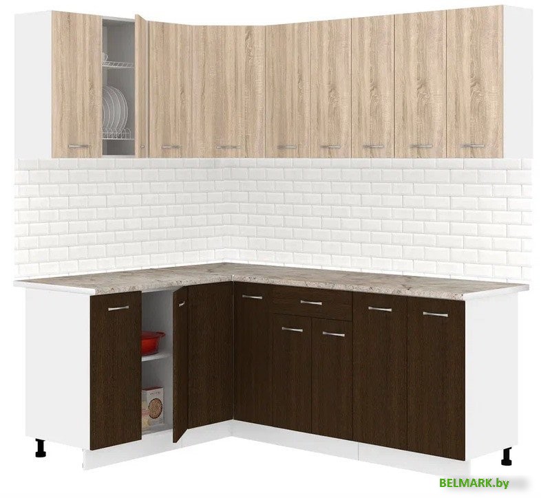 Готовая кухня Кортекс-мебель Корнелия Лира 1.5x2.0 (дуб сонома/венге/марсель) - фото
