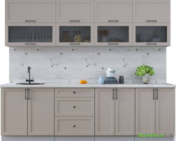 Готовая кухня Интерлиния Тренд 2.6Б (луна/луна/бискайская сосна) - фото
