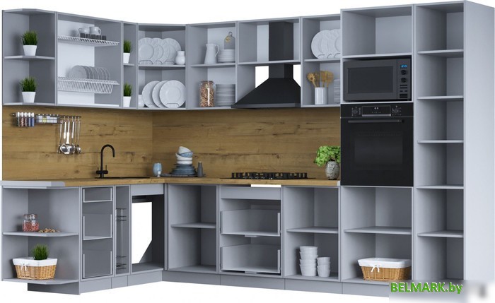 Готовая кухня Интерлиния Тренд 1.88x3.2 ВТ левая (мята/мята/дуб бунратти) - фото2