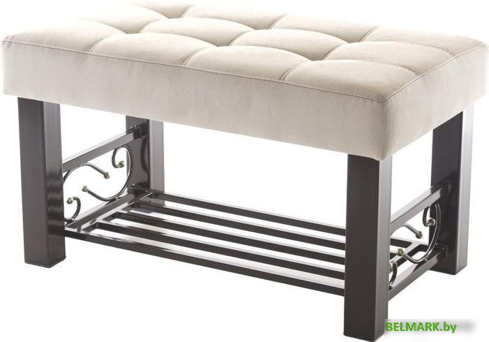 Банкетка AMC Lux 5 с полкой ткань коричневый/бежевый/коричневый 5.2Б80232 - фото