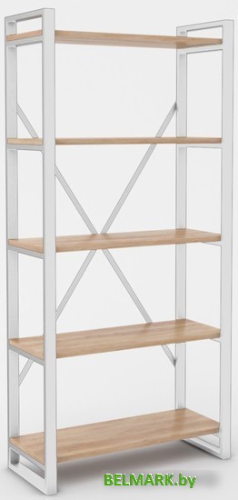 Стеллаж Hype Mebel Стандарт-2 50x200 (белый/дуб галифакс натуральный) - фото
