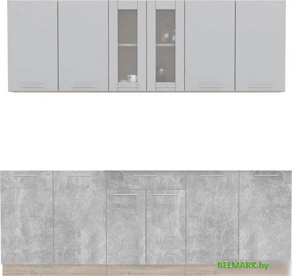 Готовая кухня Интерлиния Мила 22 без столешницы (серебристый/бетон) - фото