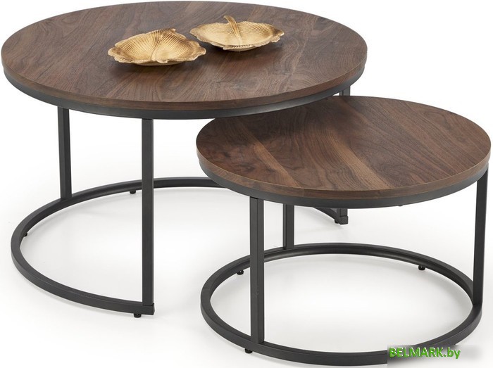 Журнальный столик Halmar Java 2 стола (орех/черный) - фото