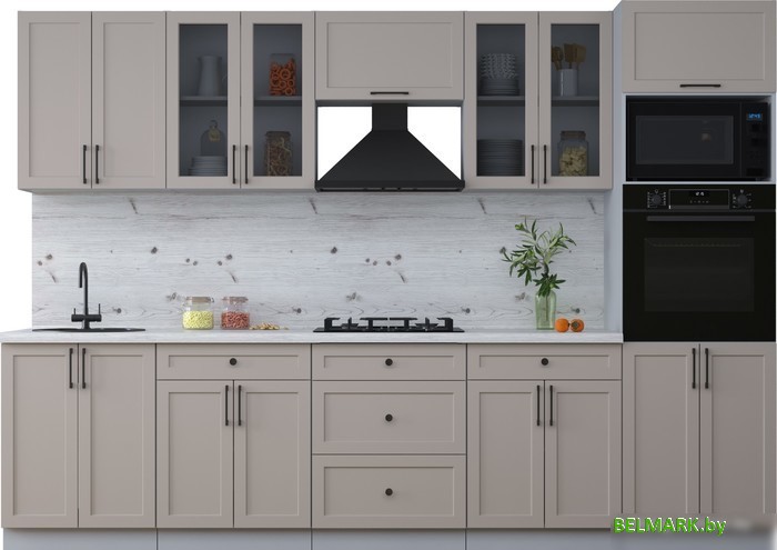 Готовая кухня Интерлиния Тренд 3.0В (луна/луна/бискайская сосна) - фото