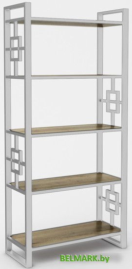 Стеллаж Hype Mebel Квадро 50x170 (белый/дуб галифакс олово) - фото