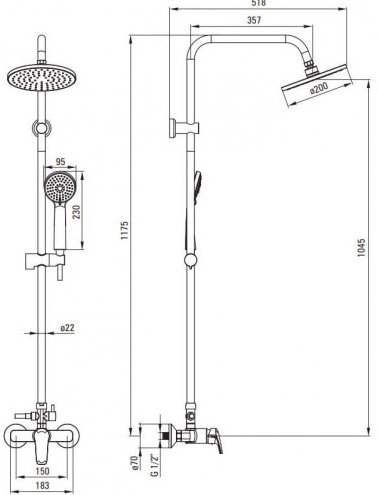Душевая система Deante Neo Boro NER N1RK - фото2