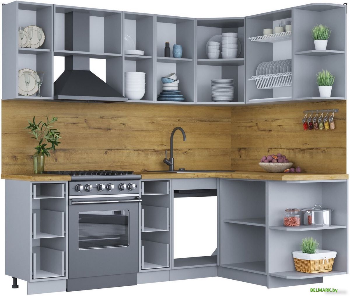 Готовая кухня Интерлиния Мила Шато 1.5x2.2 правая (мята/мята/дуб бунратти) - фото2