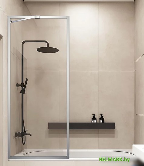 Стеклянная шторка для ванны Veconi 80x150 PL85-80-01-C7 (стекло прозрачное/хром) - фото