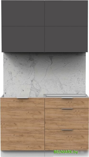 Готовая кухня Интермебель Микс Топ-31 1.2м без столешницы (графит серый/дуб крафт золотой) - фото