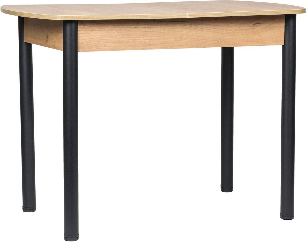 Кухонный стол ВВР Раздвижной (дуб крафт золотой/черный прямой, ЛДСП) - фото