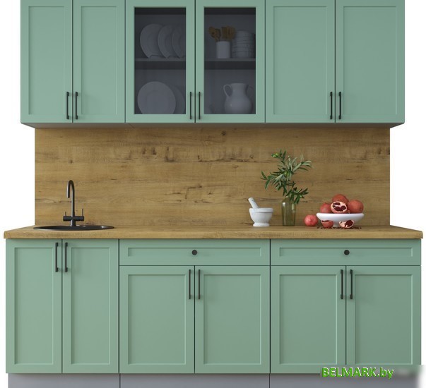 Готовая кухня Интерлиния Тренд 2.2А (мята/мята/дуб бунратти) - фото