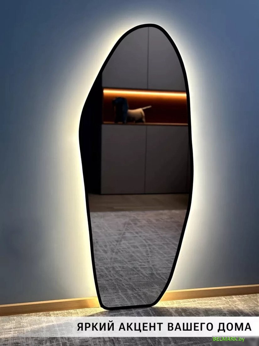 Зеркало с подсветкой eMZe 49х115 LED.UV.NF.49.115.CHE.4K (черный с УФ-окантовкой и подсветкой) - фото2