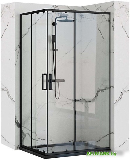 Душевой уголок Rea Punto 100x80 (черный/прозрачное стекло) - фото