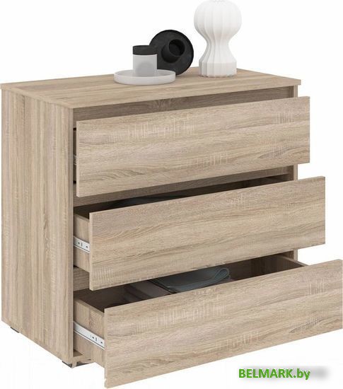 Комод Кортекс-мебель Бари 80 3ш (дуб сонома/дуб сонома/дуб сонома) - фото2