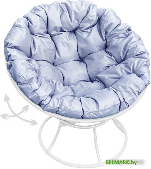 Кресло M-Group Папасан пружинка 12040109 (белый/серая подушка) - фото