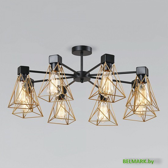 Люстра средней высоты Евросвет Trappola 70107/8 черный/латунь - фото