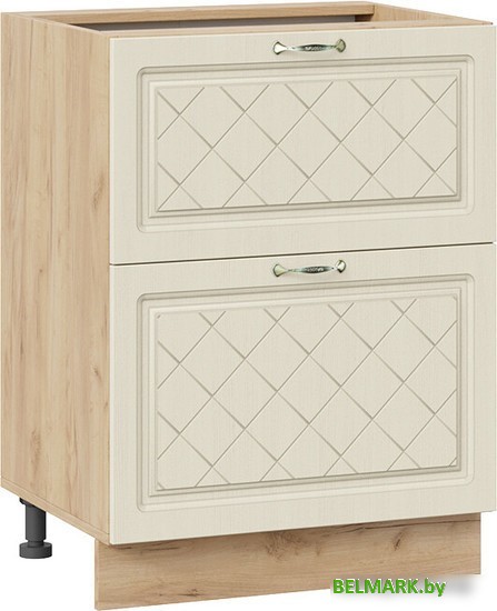 Шкаф напольный Трия Бьянка 1Н6Я2 (дуб крафт золотой/дуб ваниль) - фото