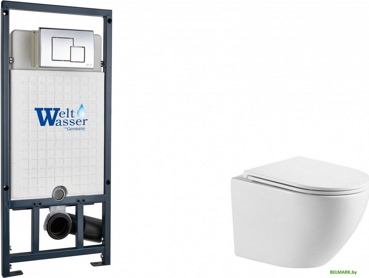 Унитаз подвесной WeltWasser Marberg 507 + Merzbach 043 GL-WT + Mar 507 SE-CR - фото